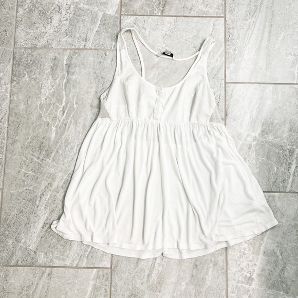 American Eagle White Peplum Sheer Racer Back Tank Top Size Small - Picture 3 of 7